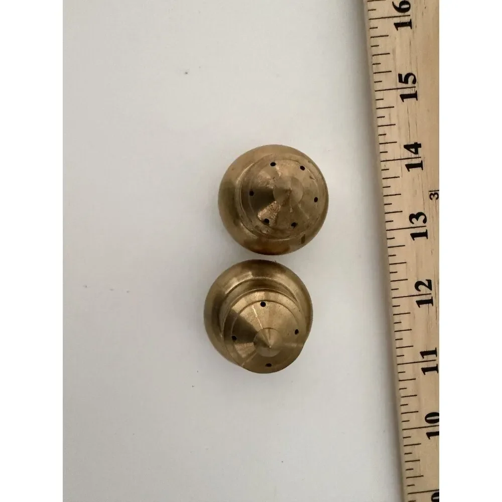 Vtg Brass salt and pepper shakers with patina
